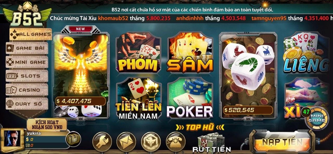B52 - đa dạng game bài đổi thưởng.