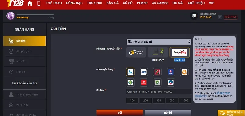 Nạp tiền nhanh chóng