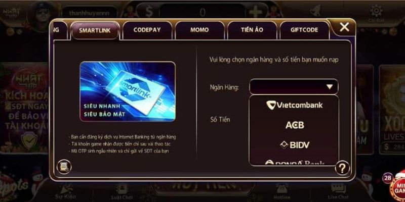 Nạp tiền nhanh chóng với Smartlink hết sức đơn giản