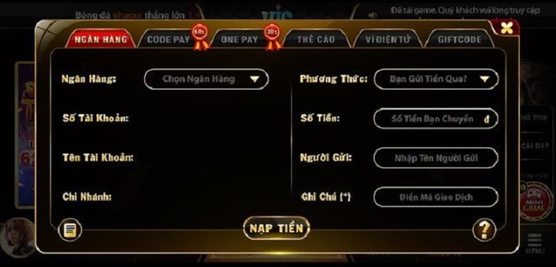 Thời gian giao dịch nạp tiền tại hệ thống cực nhanh