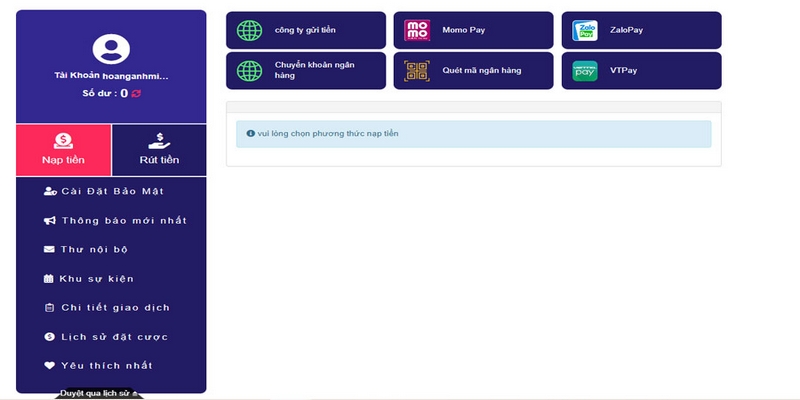 Vô số phương thức nạp tiền để anh em lựa chọn tại Suncity